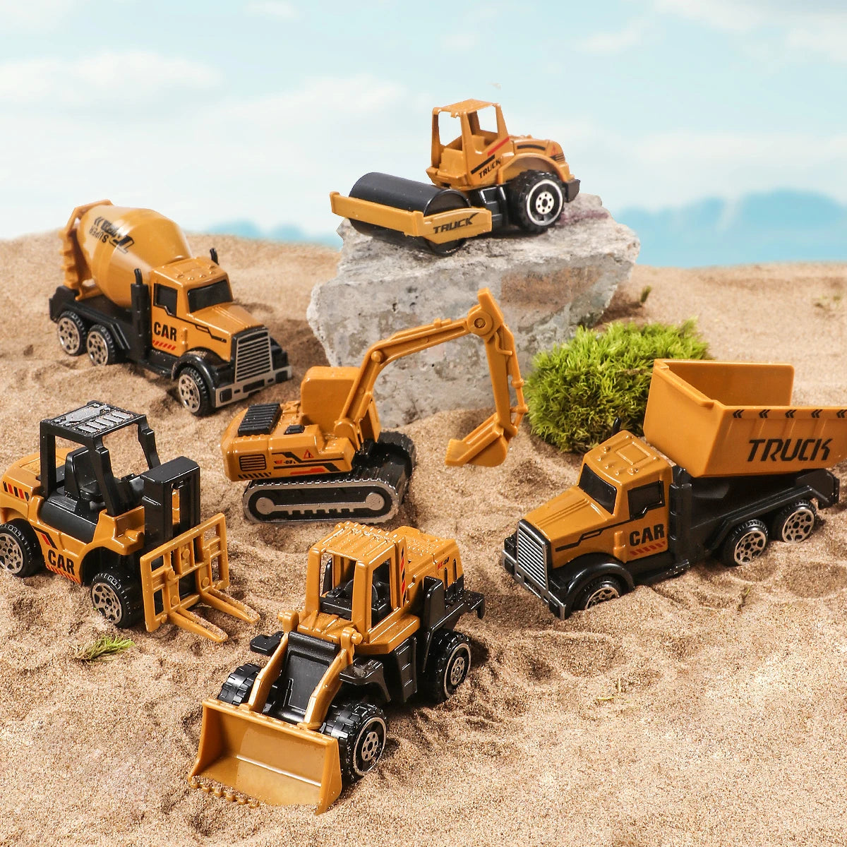 Diecast Construction Vehicle Set - Tractor, Excavator & Truck