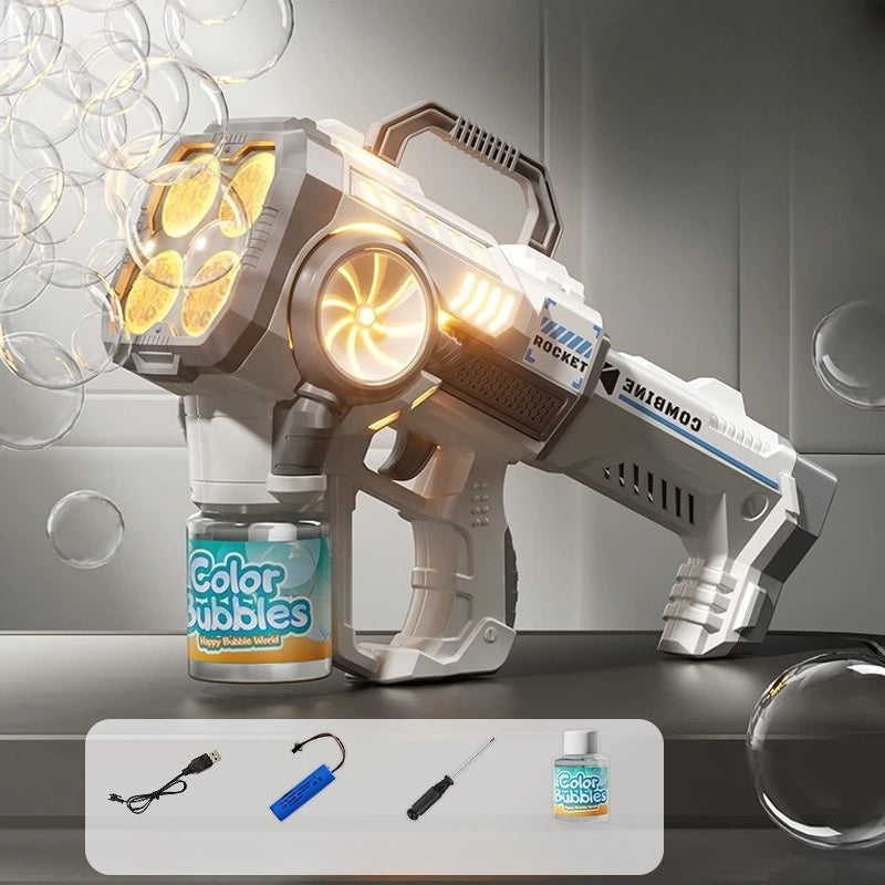 Electric Bubble Gun for Kids – Fully Automatic Rocket Launcher Bubble Machine