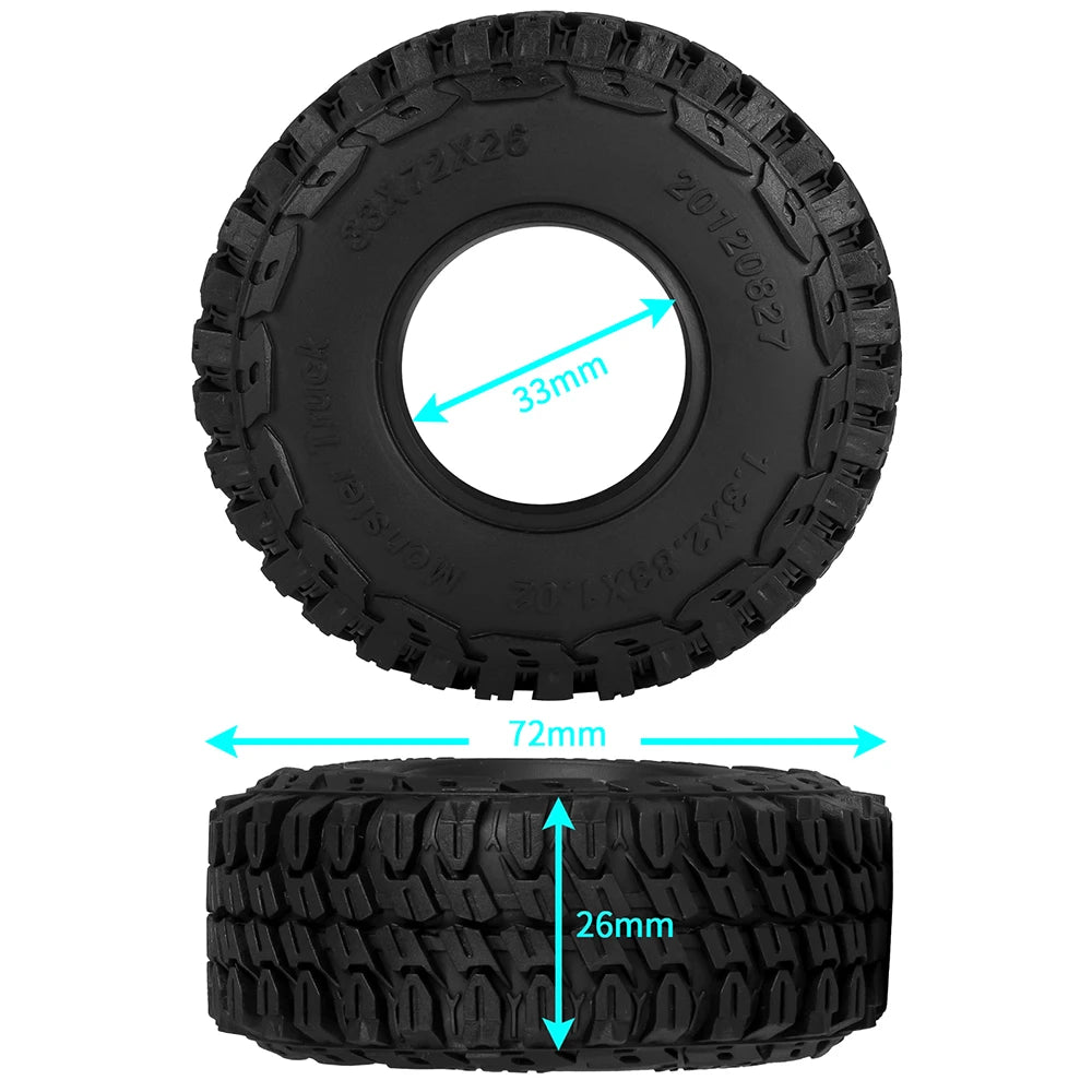 1.3" Mud Terrain Tires for RC Crawler (4-Pack)