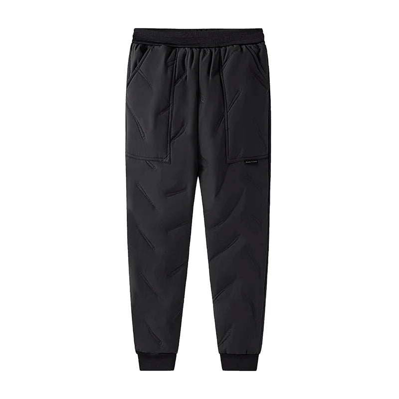 Black kids waterproof winter pants with fleece lining