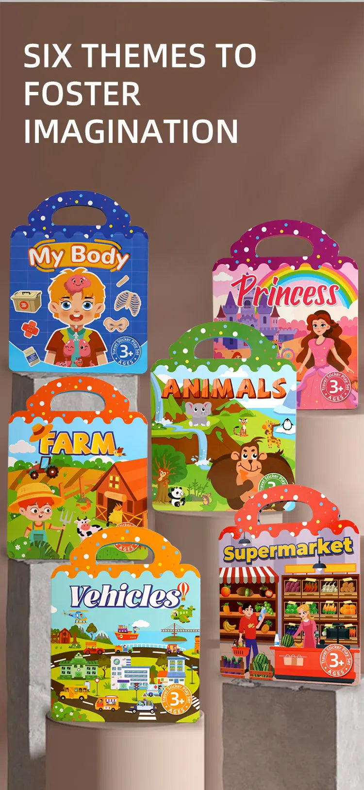 Reusable Sticker Book for Kids with Multi-Scene Bubble Jelly Stickers