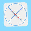 A white magnetic teaching board with a blue circular design and intersecting lines, featuring a red pointer.