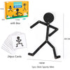 A set of 24 pieces of stick figures for a Montessori puzzle toy featuring a box and a finished figure.
