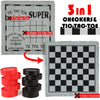 A rectangular rug featuring three games: Tic Tac Toe, Super Tic-Tac-Toe, and Giant Checkers.