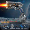 Transparent gray Z-lock space fire-fighting water gun with a filter hose and battery components.