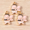 Gold Enamel Honeybee Charms for Jewelry Making (Set of 10)