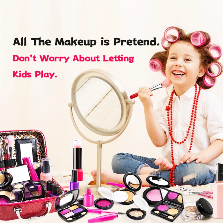 Pretend Play Makeup Kit for Kids with Storage Bag