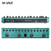 A close-up view of the M-VAVE Tank-G portable guitar multi-effects processor with controls and USB port.