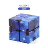A blue fidget cube with a starry sky design, labeled NO.339K-3.