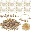 A collection of 90 pieces of silver-tone jewelry making kit including adjustable bangles, charms, and various decorative elem