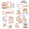 Miniature Dollhouse Furniture Set for Bedroom, Living Room, Kitchen & Bathroom