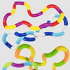 A collection of colorful twist rope fidget toys showing various forms and ways to play for stress relief.