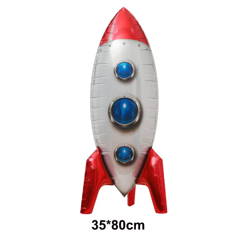 Silver and red foil balloon plane for birthday party decor