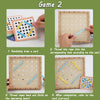 A set of wooden lacing boards and colorful ropes used for shoe-tying practice with a card.