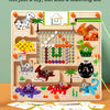 A wooden magnetic color and number maze board featuring dinosaurs for counting and learning