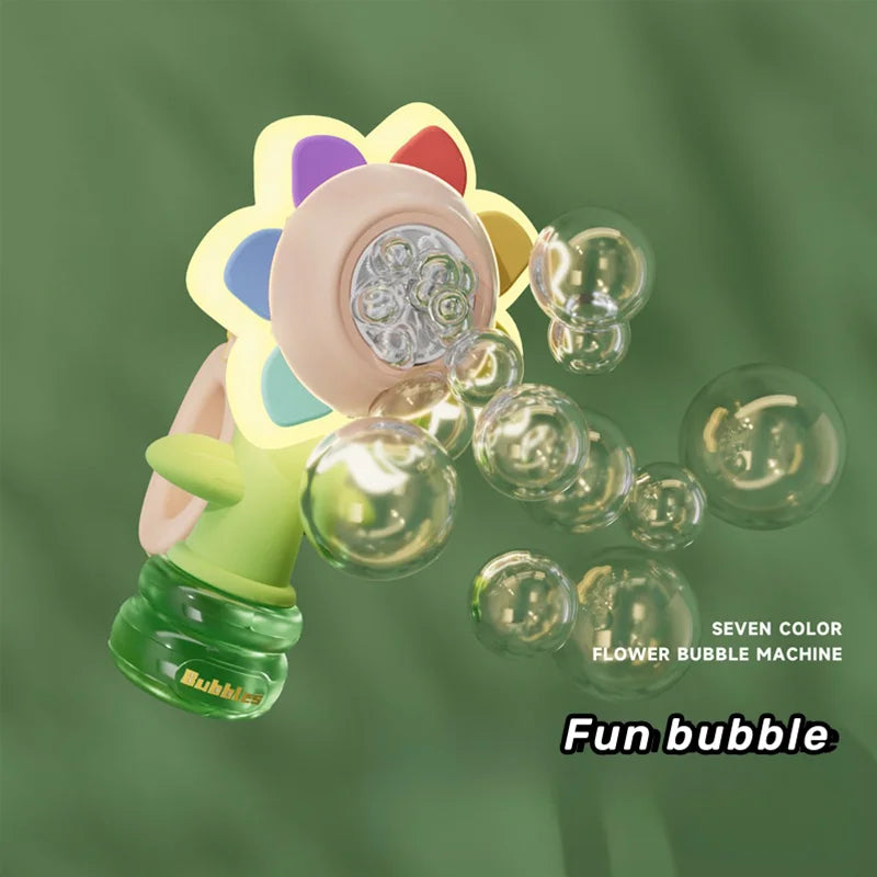 Sunflower Bubble Machine with Lights and Auto Shake for Kids