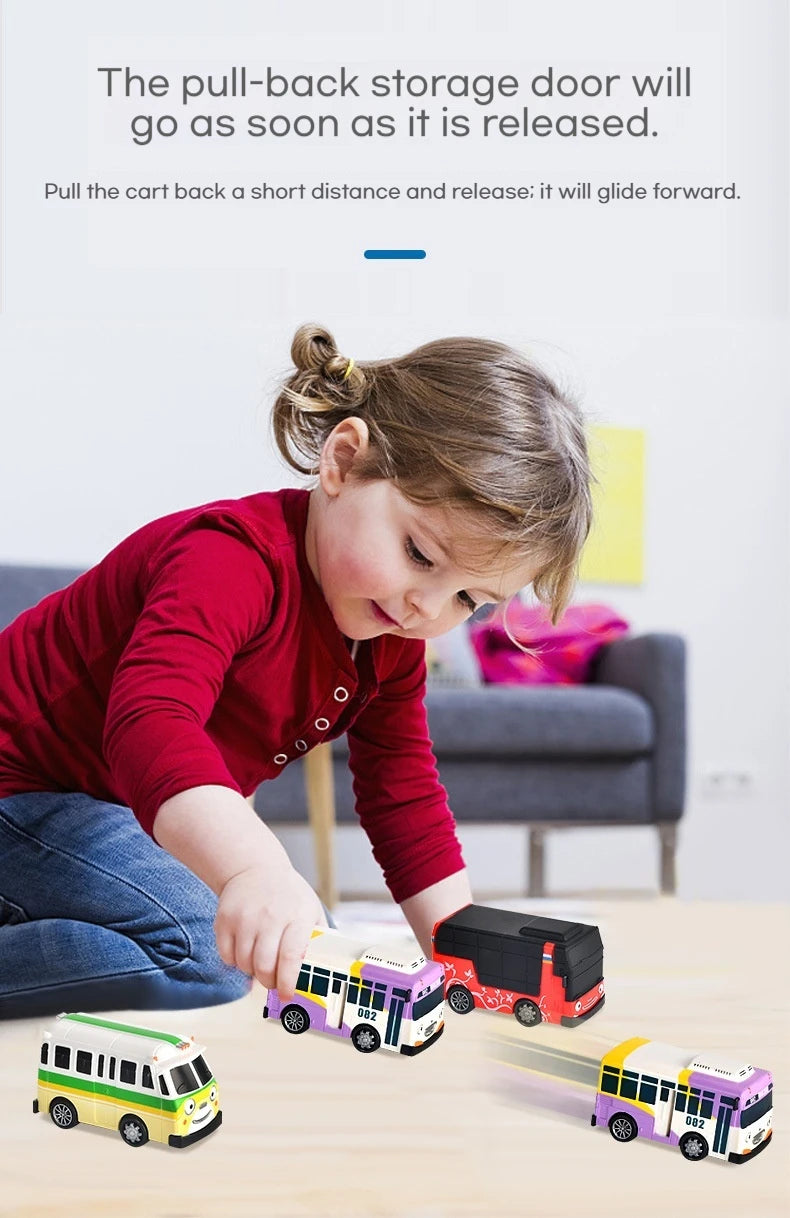 Pull-Back Mini Bus Toy with Openable Doors