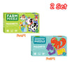 Two sets of Montessori magnetic puzzles, including a Farm puzzle and a Geometry puzzle.