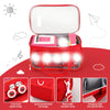 Red Toniebox travel case with a clear window and adjustable shoulder strap