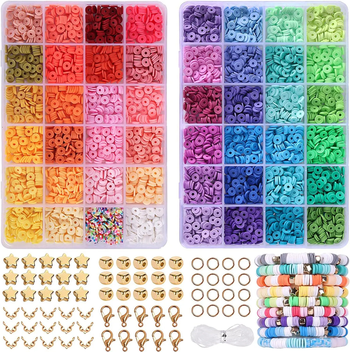 Rainbow Polymer Clay Bead Kit for DIY Jewelry Making