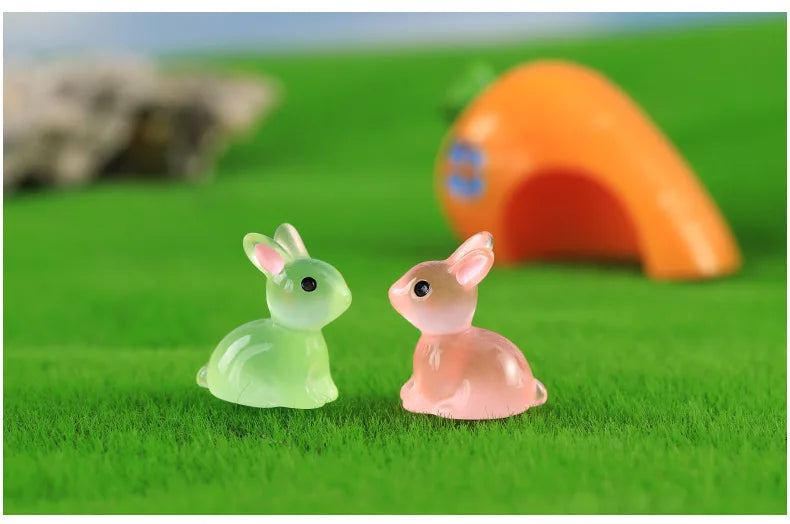 Glow-in-the-Dark Bunny Resin Figurines for Easter & Home Decor