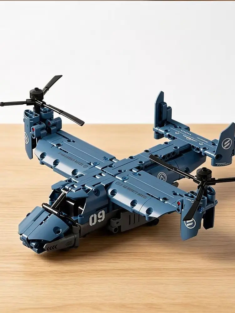 V-22 Osprey Tiltrotor Building Block Model with Working Propellers