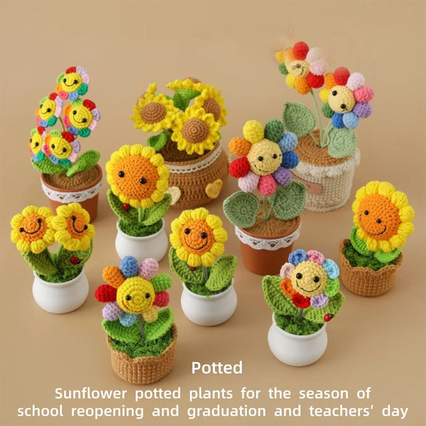 Handmade Crochet Sunflower in Pot