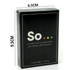 A black box labeled volume two of So Cards a collection of questions for deeper discussions with dimensions 6.5cm by 9.5cm