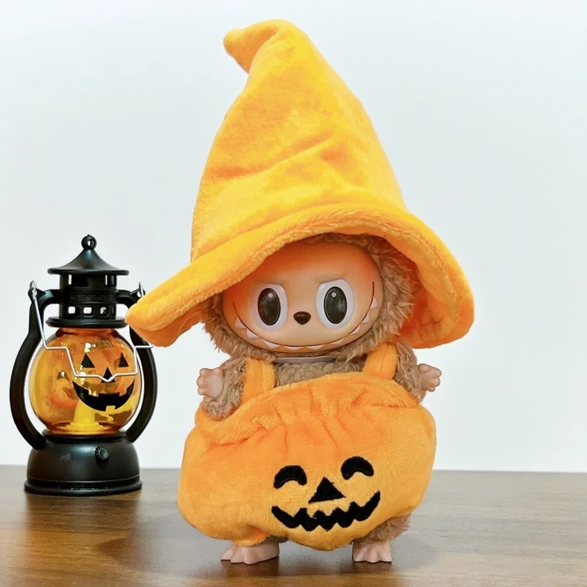 Plush Halloween Pumpkin Costume for 17cm Labubu Doll