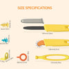 Size specifications showing various dimensions of a cardboard construction kit including a cutter and tool box.