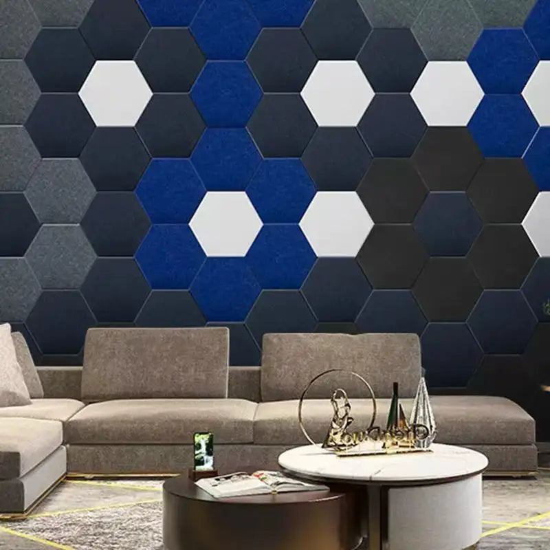 Hexagonal Self-Adhesive Acoustic Panels for Soundproofing and Echo Reduction (Pack of 5)