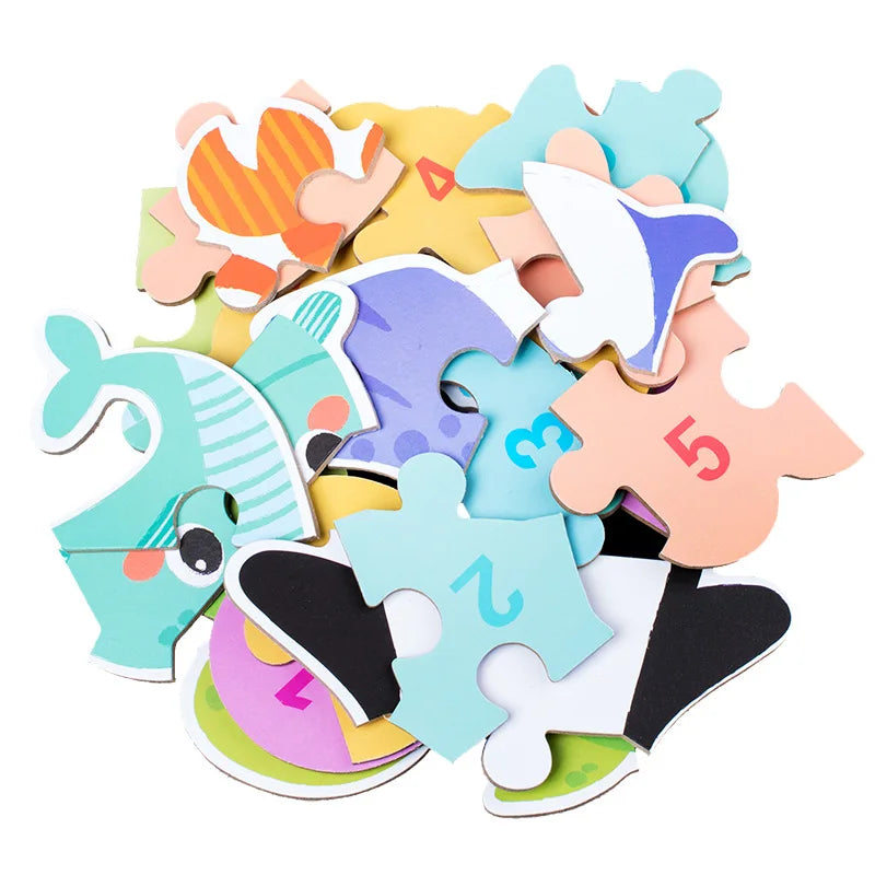 Montessori Wooden Animal Puzzle Set with Storage Box