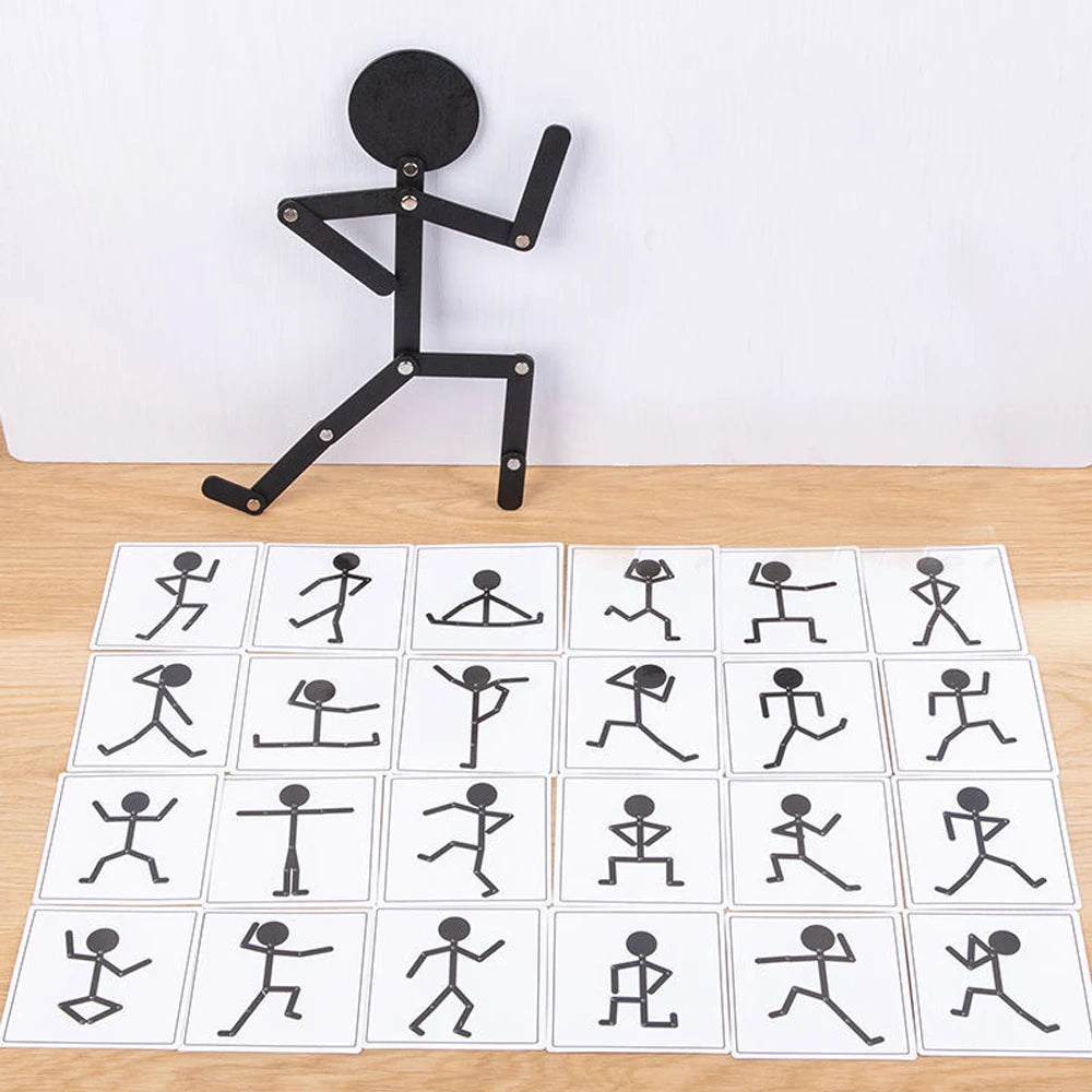 A set of black stick puzzles for children to practice fine motor skills and hand-eye coordination.