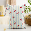 A light blue and white striped reusable zippered diaper cover and wet bag pillow.