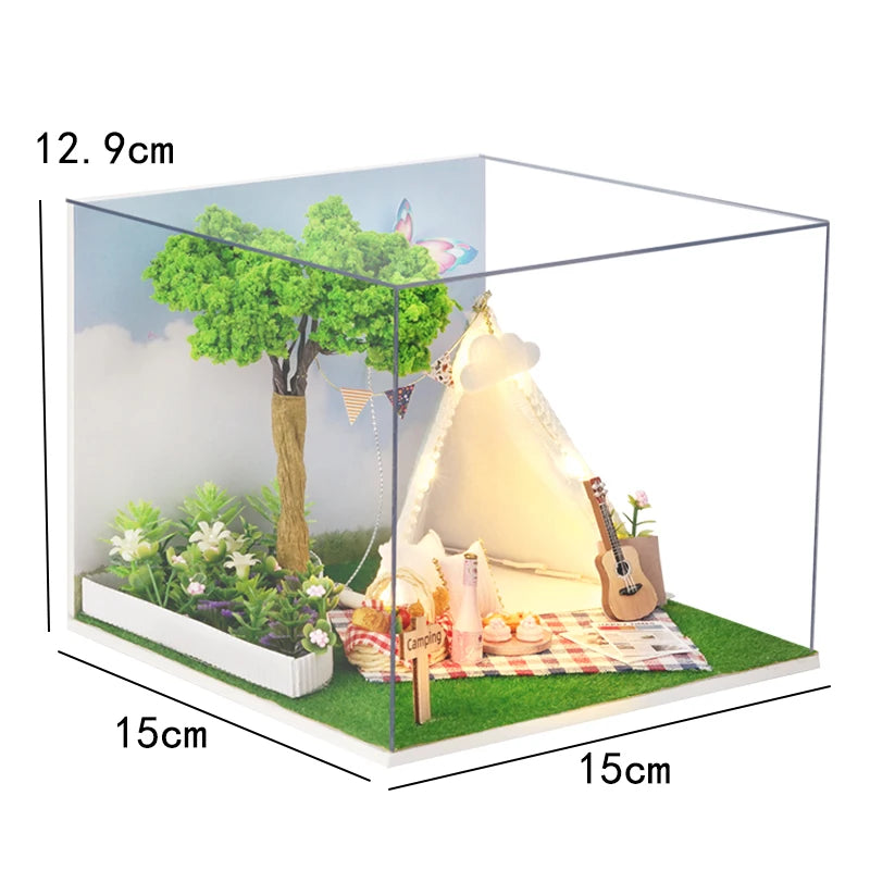 DIY Wooden Miniature Dollhouse Coffee Shop Kit