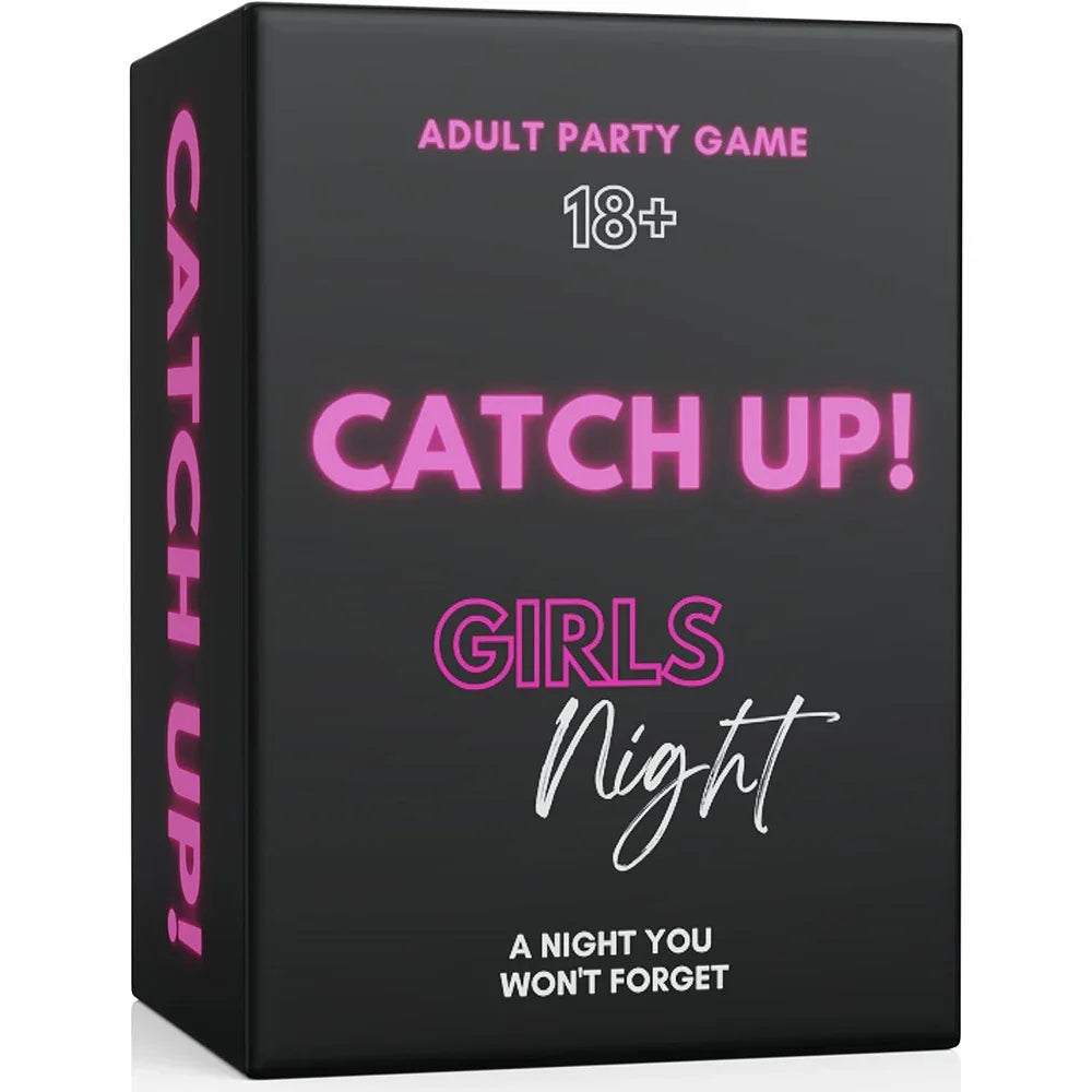 A box for the Catch Up! Girls Night game, featuring pink and black text.