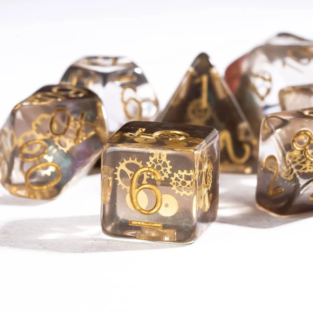 Steampunk Gear Dice Set for Tabletop RPGs
