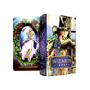 A box set of Wizards Tarot cards featuring illustrations of figures and symbols.