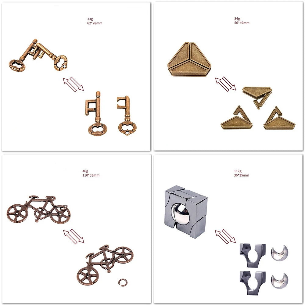 Brain Teaser Metal Puzzle Set for Adults and Teens