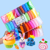A colorful set of 36 air dry modeling clay colors and sculpting tools packaged in a clear plastic bag.
