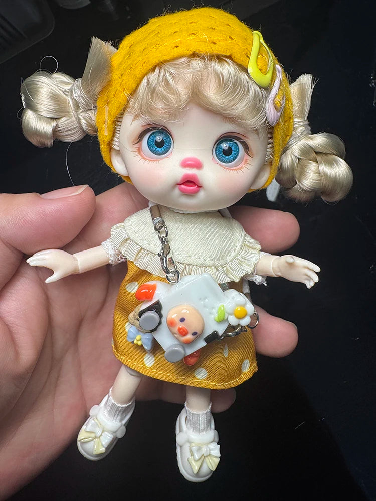 Coco Elegant Girl 13cm Articulated BJD Doll with Phone Lanyard & Replaceable Eyes