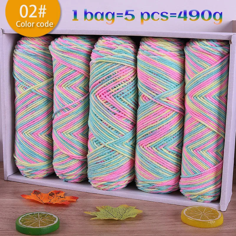 Multicolor Gradient Dyed Acrylic Yarn for Knitting & Crochet