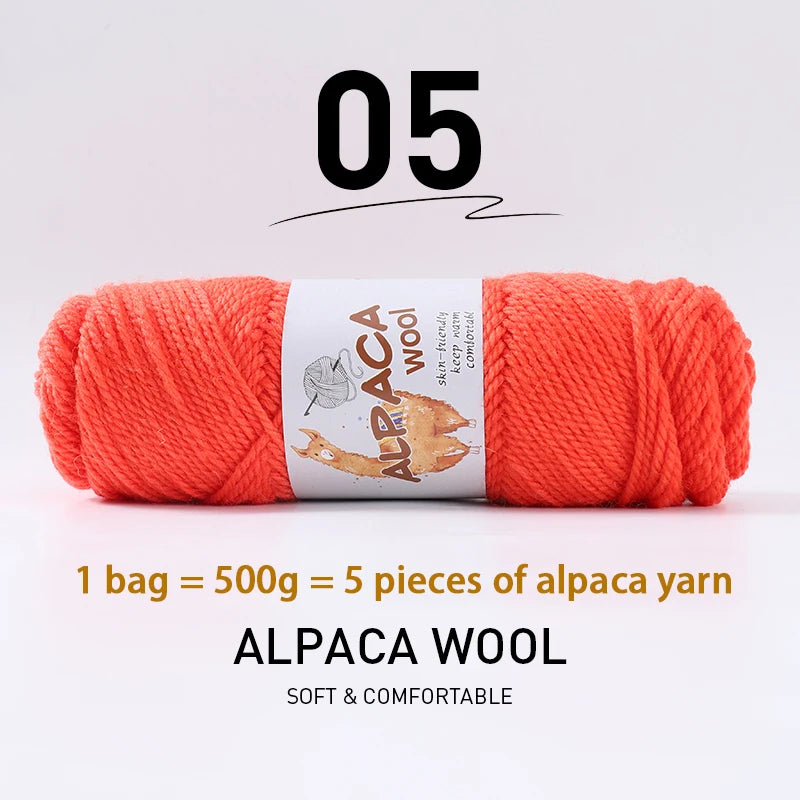 Luxurious Alpaca Wool Blend Yarn — 500g Thick Knitting Yarn