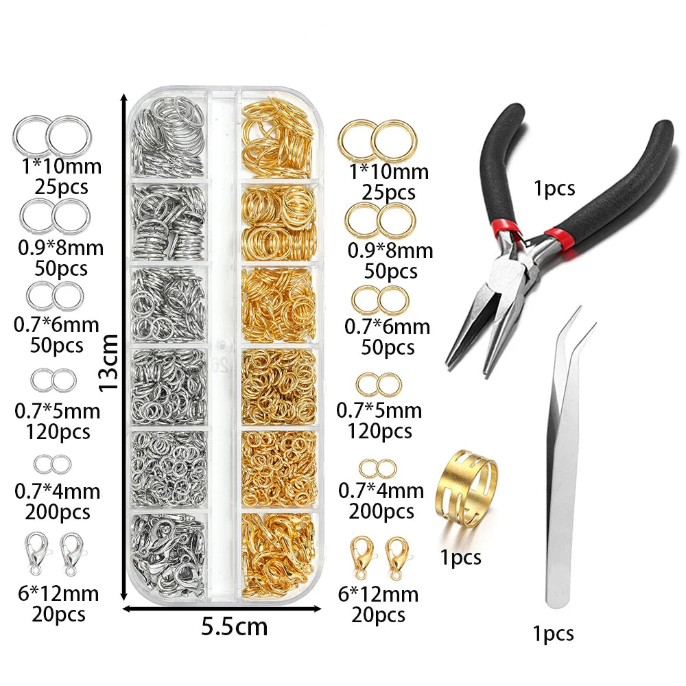 DIY Jewelry Making Kit with Jump Rings, Clasps, and Tools
