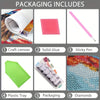 Packaging includes craft canvas, solid glue, sticky pen, plastic tray, packaging, and diamonds for a painting kit.