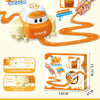DIY Slime Track Car set showing an orange slime car and a tube of slime paste with instructions for building the track