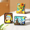 A set of pixel art building blocks featuring a sunflower design in yellow and orange colors.