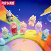 A collection of Labubu vinyl plush pendants featuring various monster characters in pastel colors against a vibrant backgroun