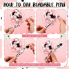 Cat Paw DIY Beaded Pen Set - 6 Pastel & Black Ballpoint Pens