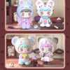 A blind box collectible figure set featuring two cute animal characters, a light blue bunny and a white tiger, in a castle-li
